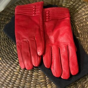 Elegant Red Leather Gloves